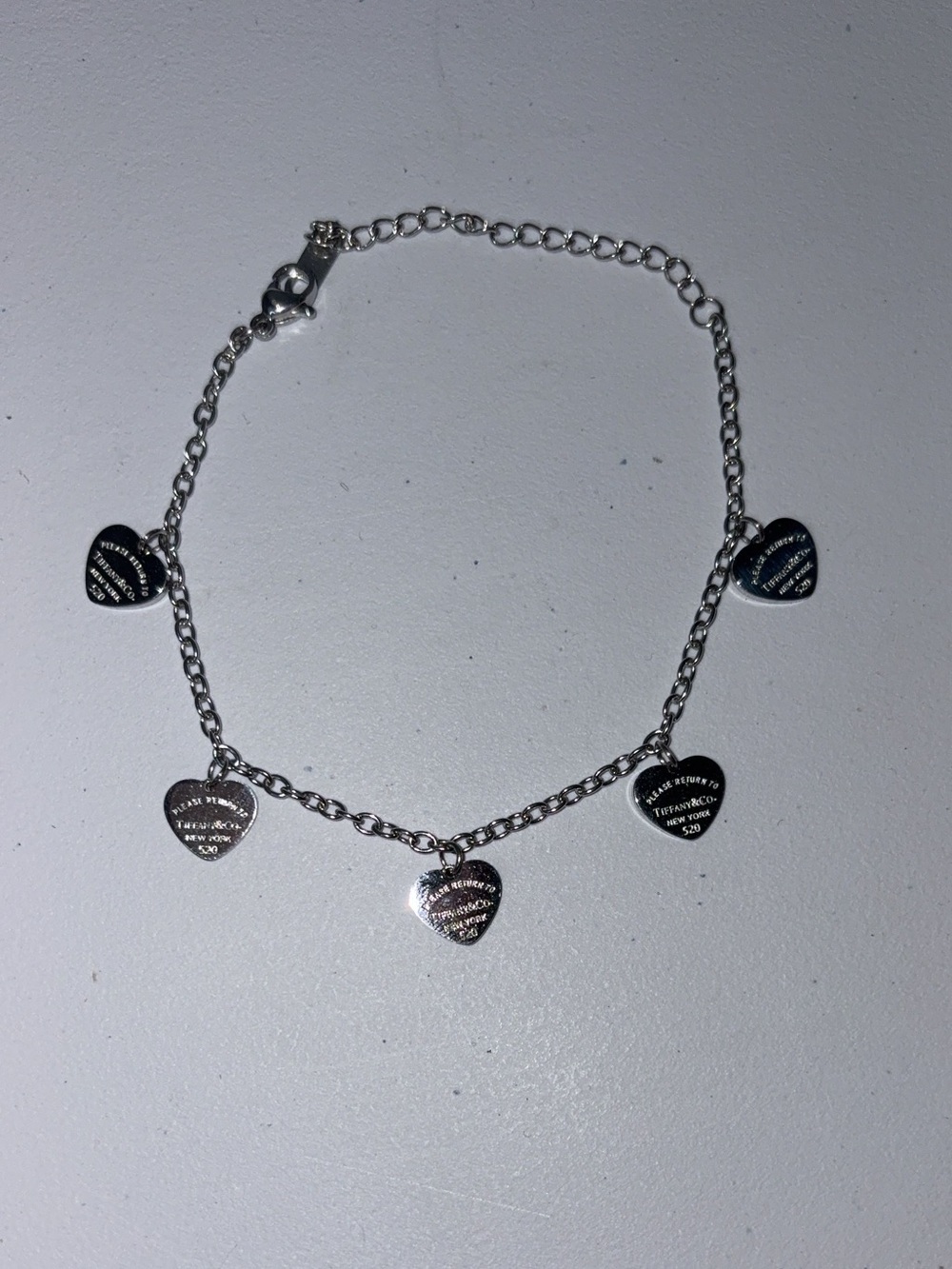 NWOT Tiffany & Co. Silver Heart Charm Bracelet